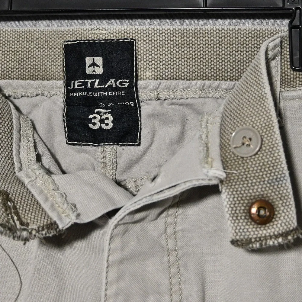 Jetlag Cargo Shorts Mens 100% Cotton Multi Pocket 33 Khaki
